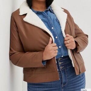 TORRID Sherpa Lined Moto brown jacket women’s plus size 3X NWT winter coat
